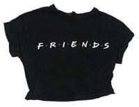 Černé crop tričko s nápisem - F.R.I.E.N.D.S New Look