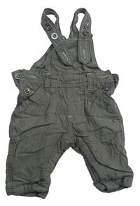 Hnědo-šedé vzorované podšité plátěné laclové kalhoty zn. Next