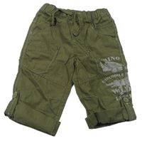 Khaki plátěné kraťasy s nápisem Topolino