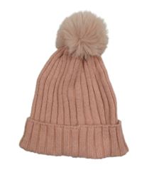 Růžová třpytivá pletená čepice s bambulí Primark