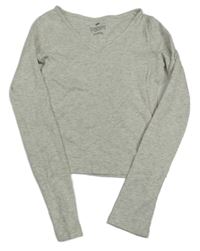 Šedé žebrované crop triko H&M