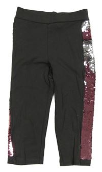 Tmavošedé crop legíny s flitry 