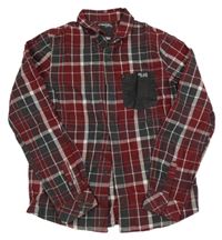 Červeno-tmavošedá kostkovaná košile s kapsou Chapter young