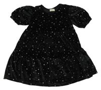 Černé sametové šaty s hvězdičkami F&F