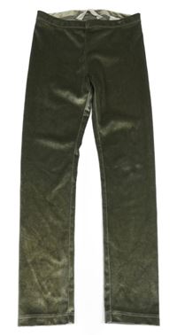 Khaki-zlaté sametové legíny H&M