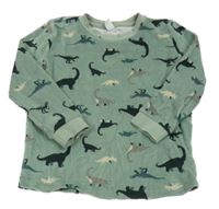 Zelené sametové pyžamové triko s dinosaury Topolino