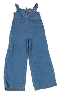 Modrý lehký riflový kalhotový overal s motýlkem z flitrů Monsoon