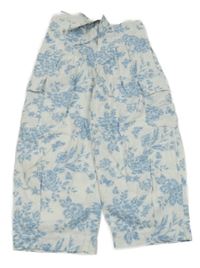 Nové - bílo-modré květované lehké kalhoty M&S