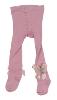 Růžové punčocháče s mašličkami 