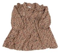 Starorůžové květované propínací manšestrové šaty s límečkem Next