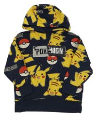 Tmavomodro-žlutá mikina s Pikachu a kapucí Next