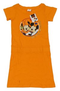 Nové - oranžové šaty s Minnie a Mickeym Disney