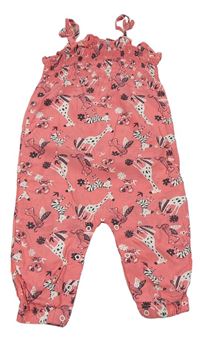 Růžový lehký kalhotový overal se zvířaty Ergee