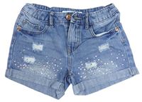Světlemodré riflové kraťasy s kamínky a prošoupání Denim Co.