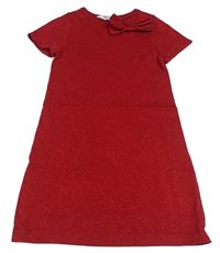 Červené třpytivé svetrové šaty s mašlí H&M