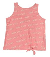 Neonově růžový crop top s nápisy C&A