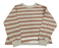 Starorůžovo-bílá pruhovaná crop mikina zn. Zara