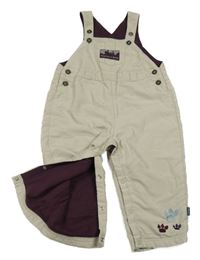 Béžovo-mahagonové šusťákové laclové podšité kalhoty 