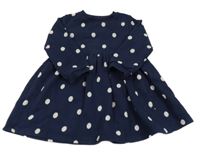 Tmavomodro-bílé puntíkaté teplákové šaty F&F