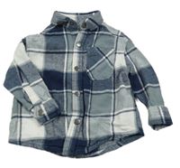 Tmavomodro-bílo-šedá kostkovaná flanelová košile Nutmeg