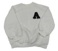 Bílá žebrovaná mikina s písmenem Shein