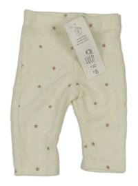 Nové - Smetanové žebrované sametové legíny s hvězdami F&F