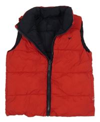 Červeno-tmavomodrá šusťáková zateplená oboustranná vesta Matalan