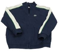 Tmavomodro-bílo-zelená propínací mikina s logem Lacoste