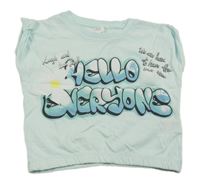 Světlemodrý crop top s nápisy Zara
