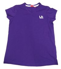 Tmavofialové tričko s výšivkou 