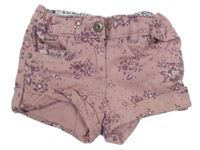 Růžové květované riflové kraťasy Vertbaudet