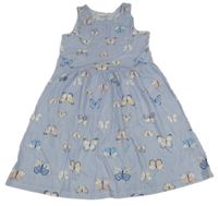 Světlemdro-bílé pruhované šaty s motýlky H&M