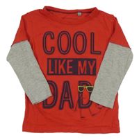 Červeno-šedé triko s nápisem Bluezoo