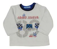 Bílo-šedo-modrá mikina s číslem a zvířátky 