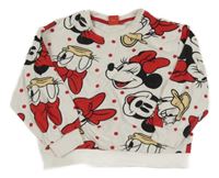Bílo-červená puntíkatá mikina s Minnie a Daisy Disney