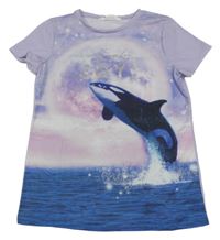 Lila pyžamové tričko s kosatkou H&M