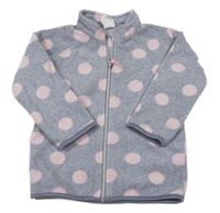 Šedo-růžová puntíkatá fleecová propínací mikina H&M