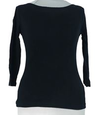 Dámské černé žebrované triko s lodičkovým výstřihem Dorothy Perkins vel. 32