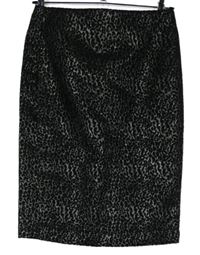 Dámská černo-stříbrná vzorovaná pouzdrová sukně Next 