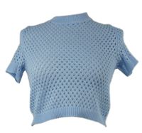 Dámské světlemodré perforované pletené crop tričko H&M