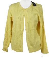 Nové - Dámský žlutý vzorovaný propínací svetr JNY 