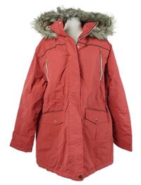 Dámský červený šusťákový zimní kabát s kapucí Atlas 