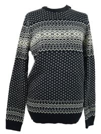 Nové - Pánský tmavomodro-smetanový vzorovaný svetr F&F