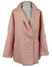 Dámský růžovo-zlatý třpytivý vzorovaný kabát Shein 