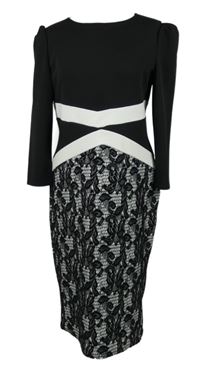 Dámské černo-bílé vzorované pouzdrové šaty 