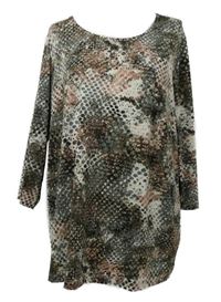 Dámské hnědo-růžové vzorované triko 