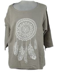 Dámská béžová mušelínová halenka s lapačem snů 