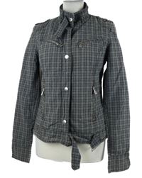 Dámská šedo-černá kostkovaná plátěná bunda Madonna 