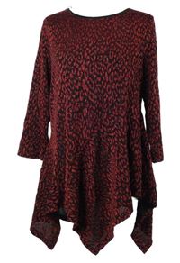 Dámská červeno-černá vzorovaná třpytivá tunika s cípy Roman 
