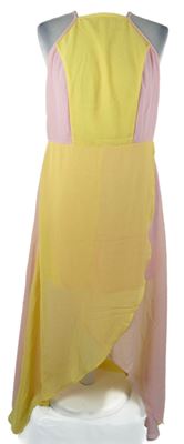 Dámské žluto-růžové šifonové mullet šaty 
